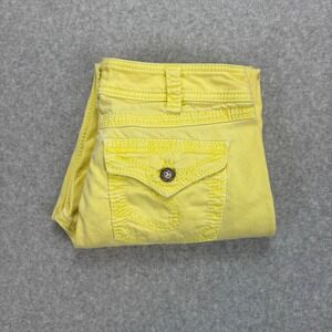 Silver Jeans Suki Capri Womens 32 Yellow Stretch Denim Flap Pockets Y2K Spring